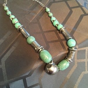 ceramic and silver bead women's necklace